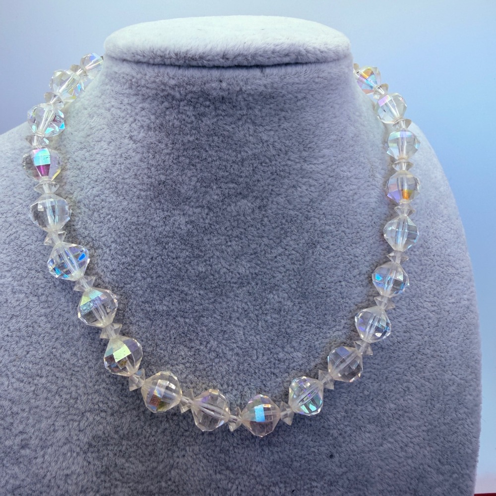 Laguna Crystal Necklace Women OS Clear AB Iridescent Excellent Vintage 1950s - Picture 3 of 17